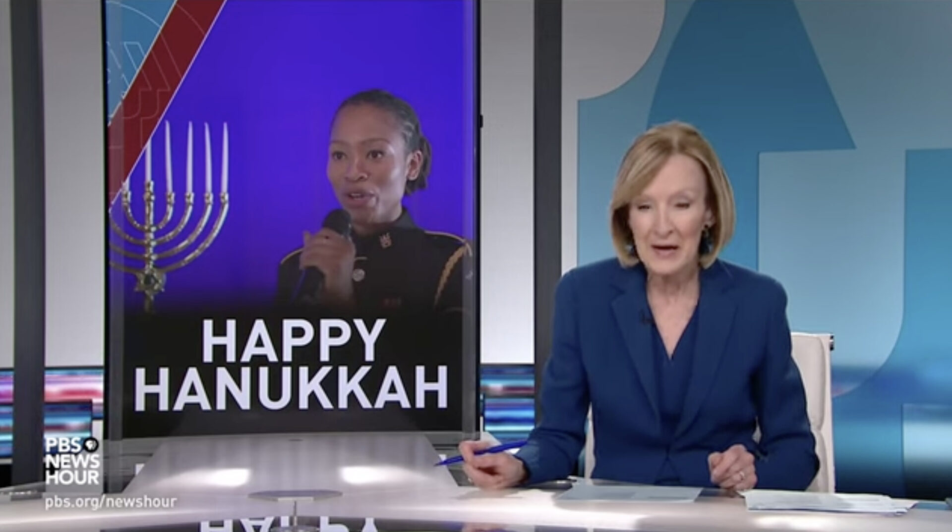 Armed forces members celebrate Hanukkah through song