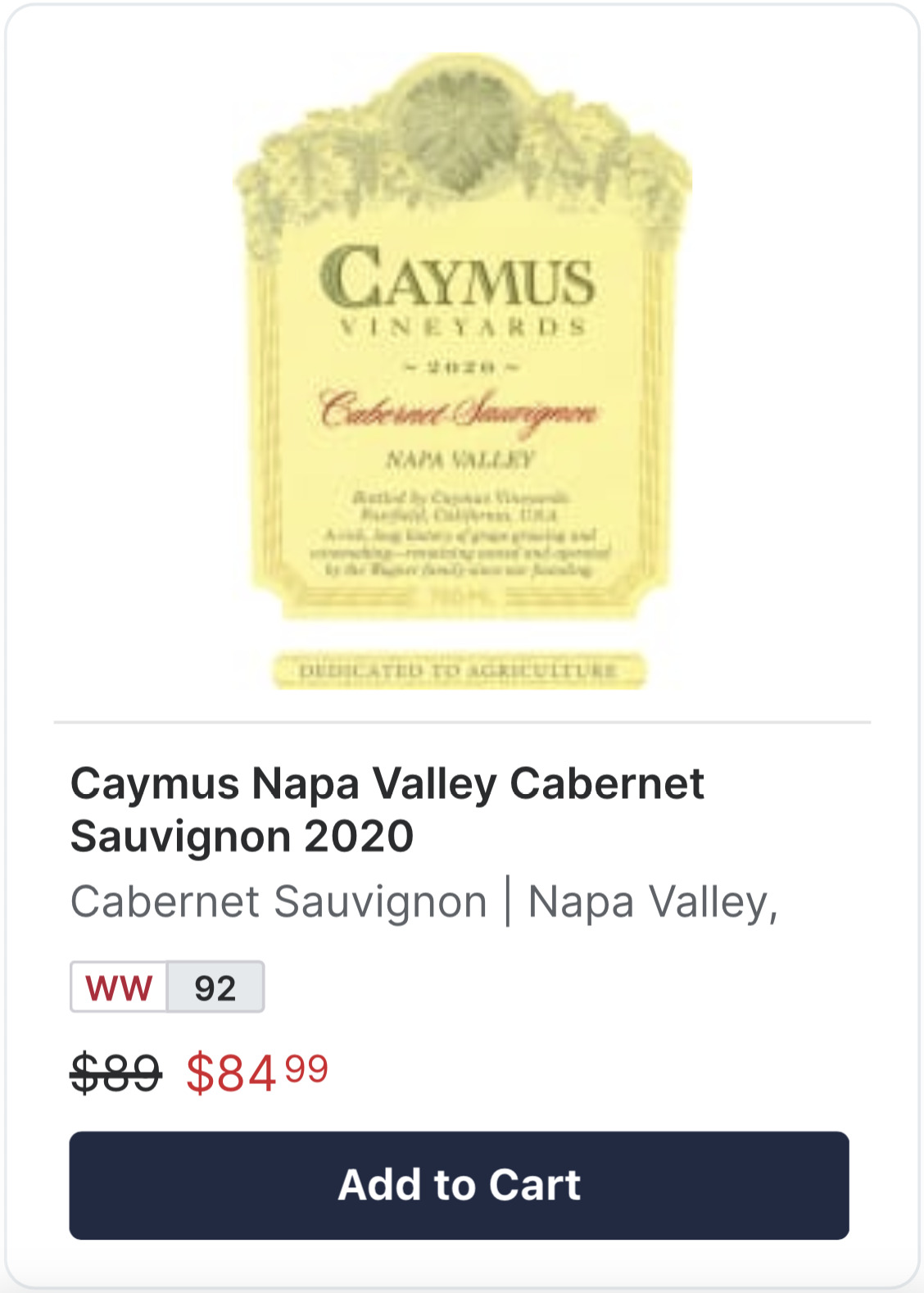 Caymus Napa Valley Cabernet Sauvignon 2020 | Wine.com
