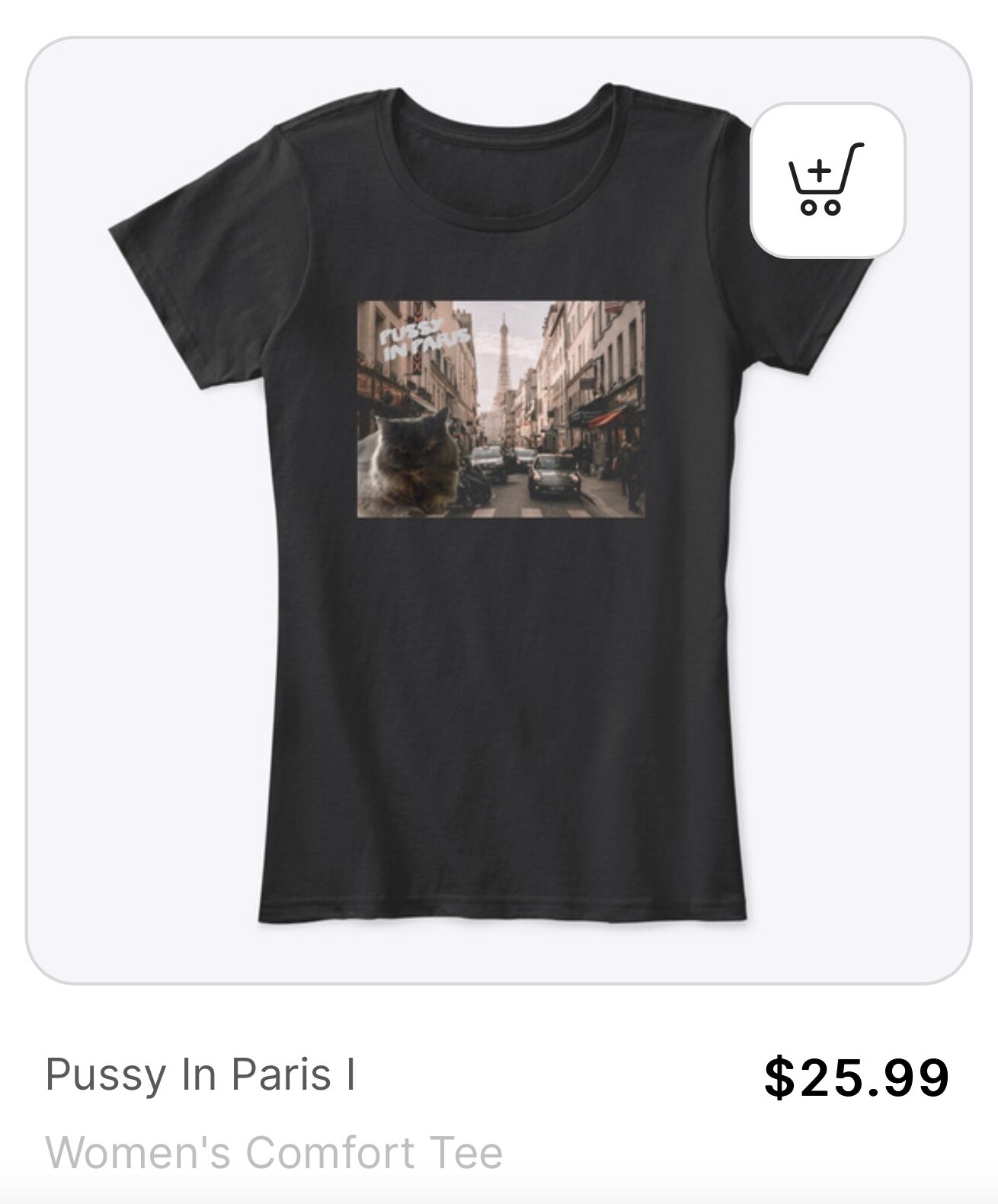 Pussy in Paris I | Women's Comfort Tee | 100% Cotton | T-shirts | The Smoking Chair | https://thesmokingchair.creator-spring.com